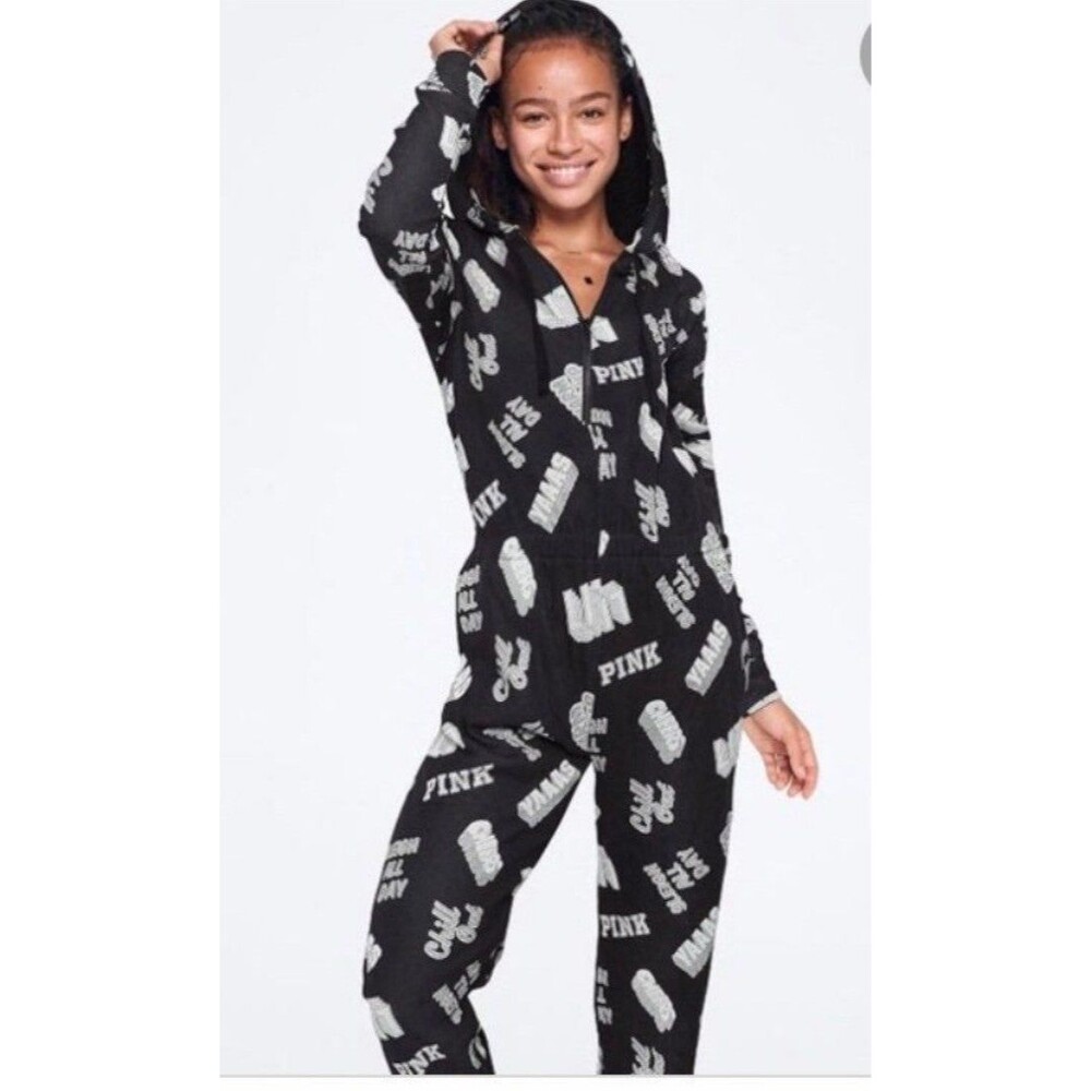 VS PINK sherpa onesie pajamas bling